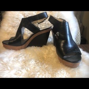 Michael Kors Josephine Black Leather Wedges
